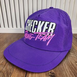 VTG Checker Racing Team Snapback Hat Cap Neon Purple NASCAR 80s 90s Windbreaker